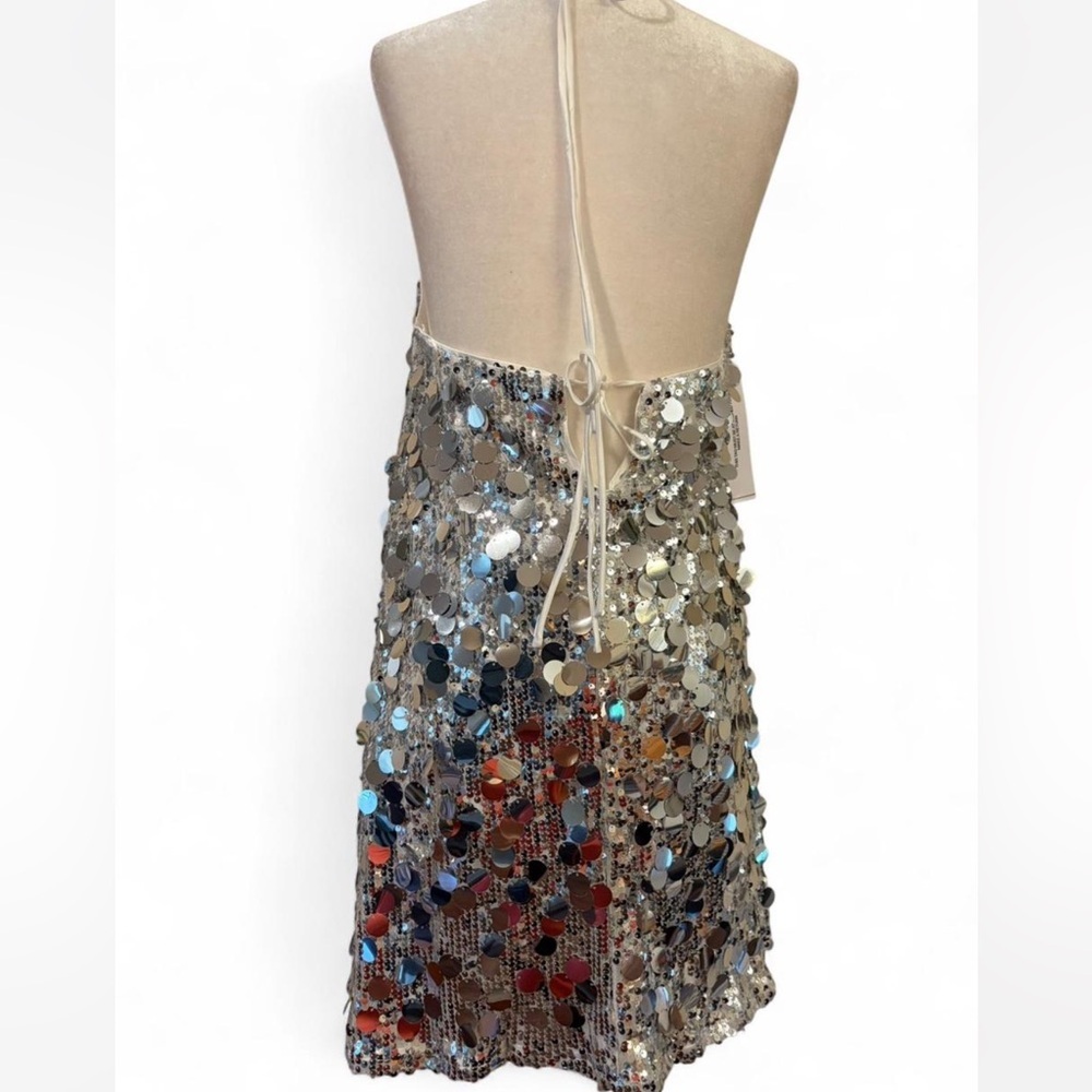 Princess Polly Flourescent Silver Sequins Halter Mini Dress - Picture 5 of 11
